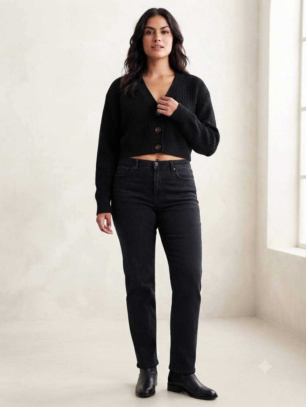 SHEIN Black High-Rise Straight Leg Jeans